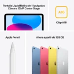 Apple iPad 11ª Generación 11" – 128GB, Wi-Fi, Liquid Retina, Chip A16 Bionic, Plata - Imagen 4